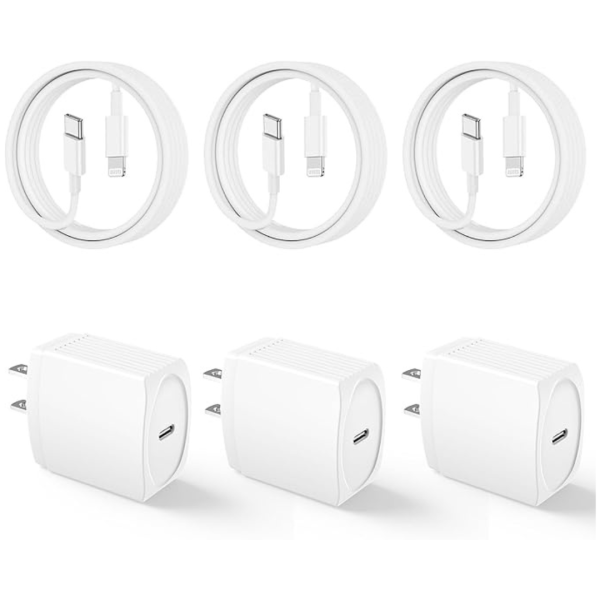 3-Pack 20W MFi Certified USB-C Adapter Charger with 10ft Cables For Discount