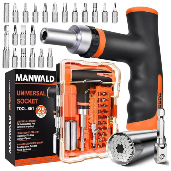 25-Piece Universal Socket Tools Set With Ratcheting T-Handle Screwdriver Online Hot Sale
