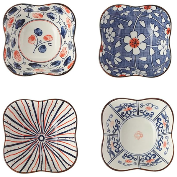 Set of 4 Japanese Style Ceramic Pinch Bowls on Sale