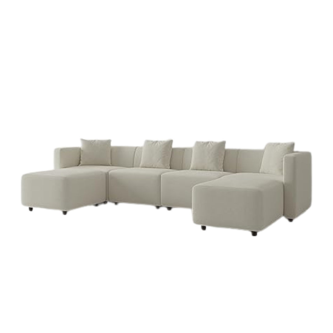 Acanva Convertible Modern Linen-Like Fabric Living Room Furniture Set With Reversible Chaise Lounge For Discount