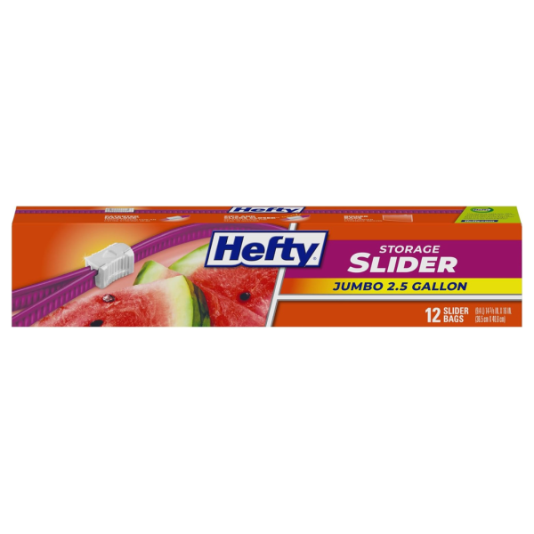 12-Count Hefty Slider Jumbo Storage Bags (2.5 Gallon Size) For Cheap
