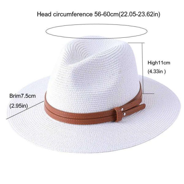 56-58-60CM Panama Hats Women Summer Wide Brim Sun Hat Beach Hat Men Fashion Straw Hat UPF UV Protection Fedoras Cap for Travel Online now - Image 2