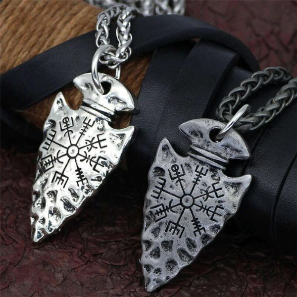 Compass Logo Viking Necklace men women Accessories Charms Pendants Signpost Success Money Happiness Antique Silver Color Jewelry Fashion